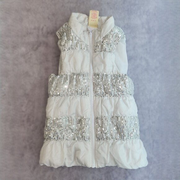 Girls zip front Puffer Vest with Sequins - Picture 5 of 7